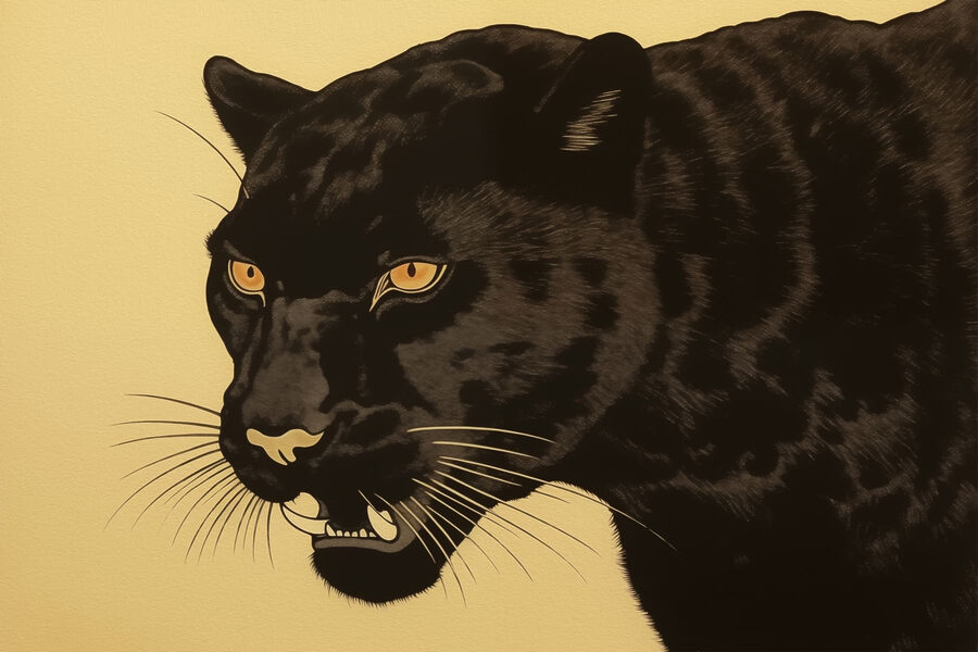 Panthère noire aux yeux jaunes
