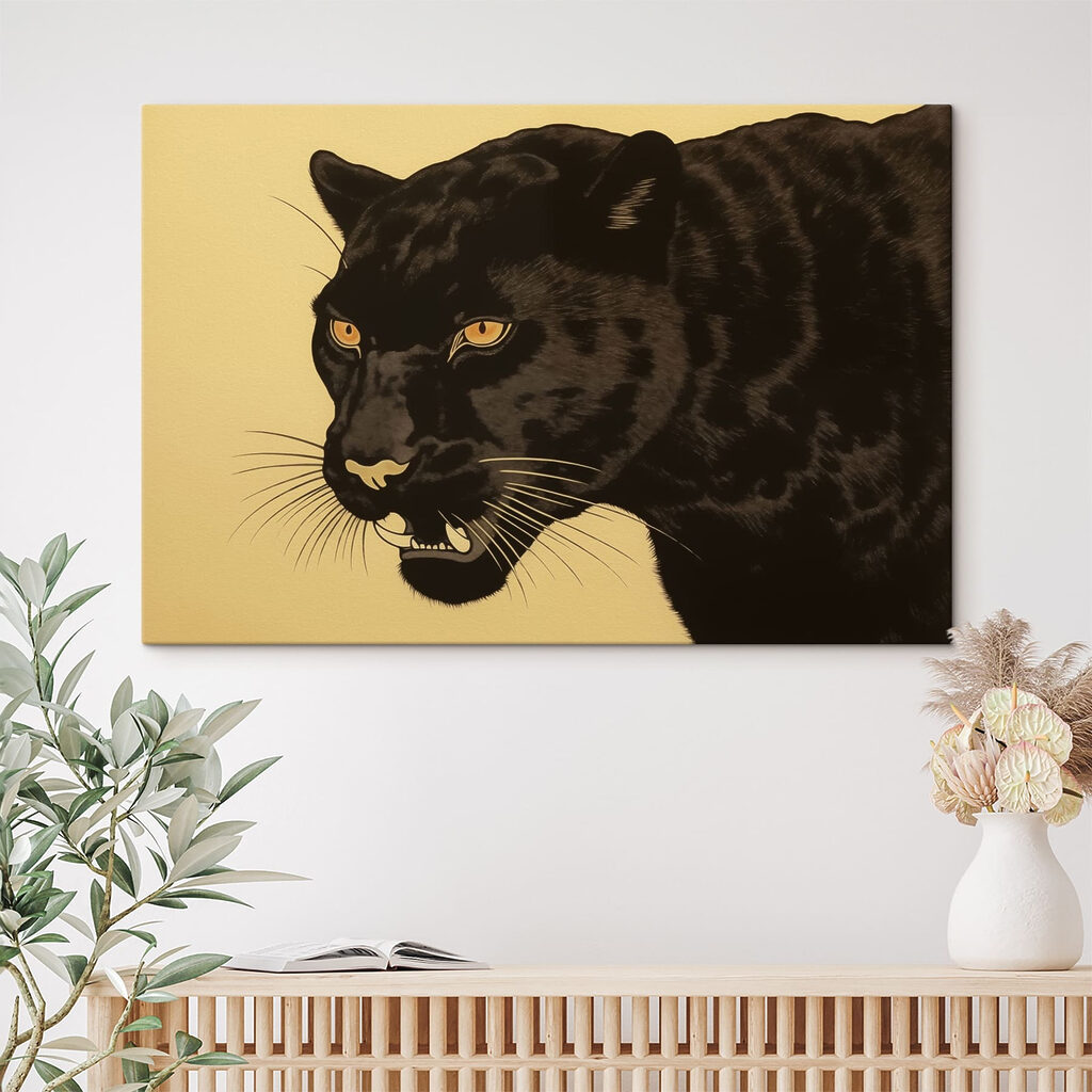 Black panther with yellow eyes