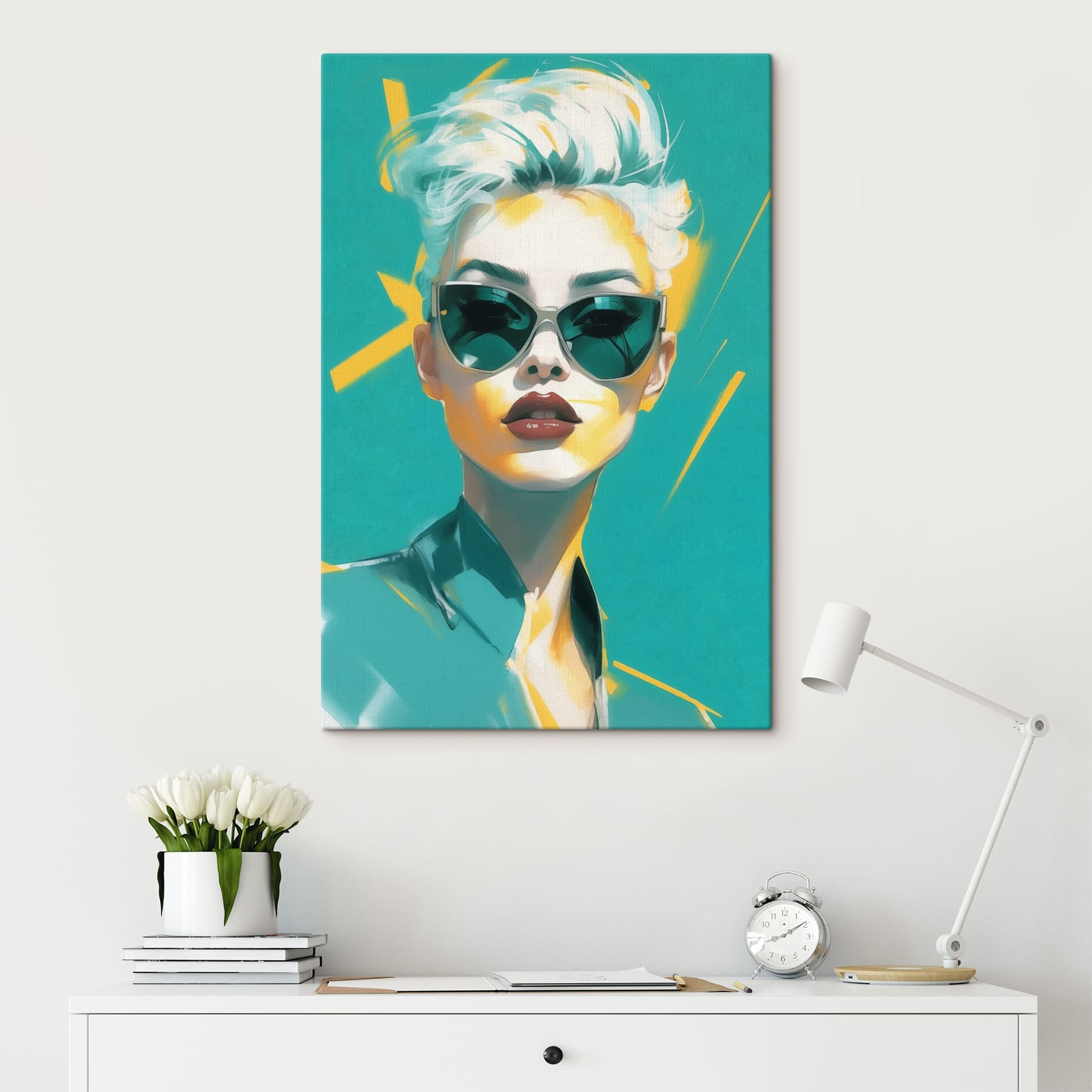 Woman wearing sunglasses and a green shirt Woman wearing sunglasses and a green shirt