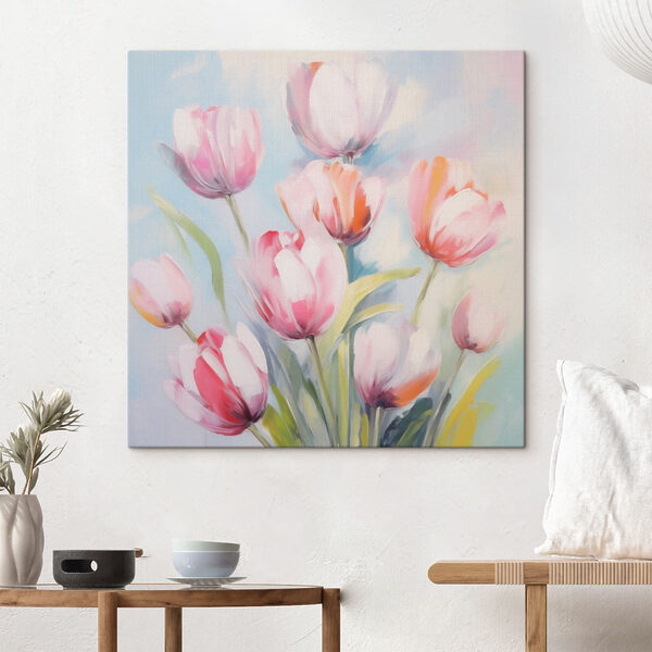 Peinture de tulipes roses et blanches Peinture de tulipes roses et blanches