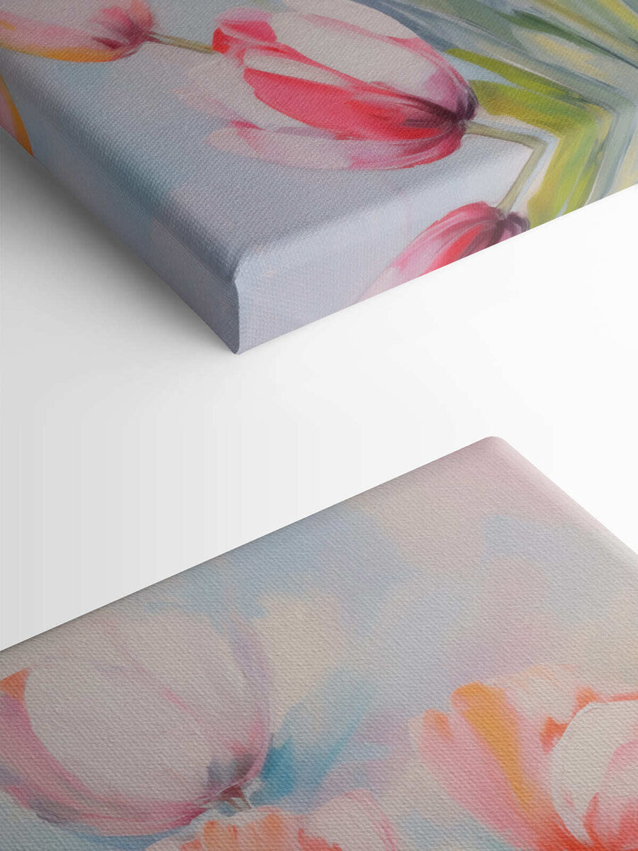 Peinture de tulipes roses et blanches