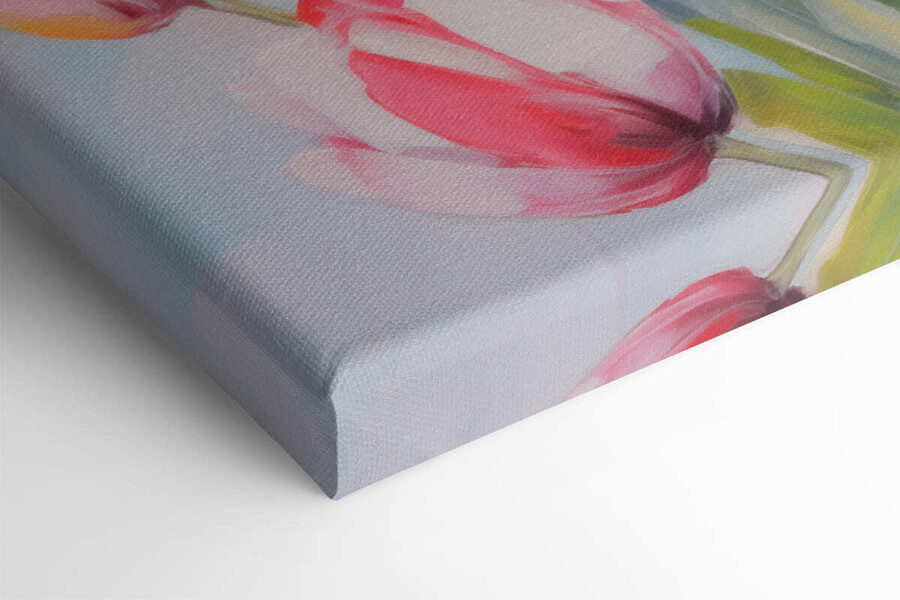 Peinture de tulipes roses et blanches