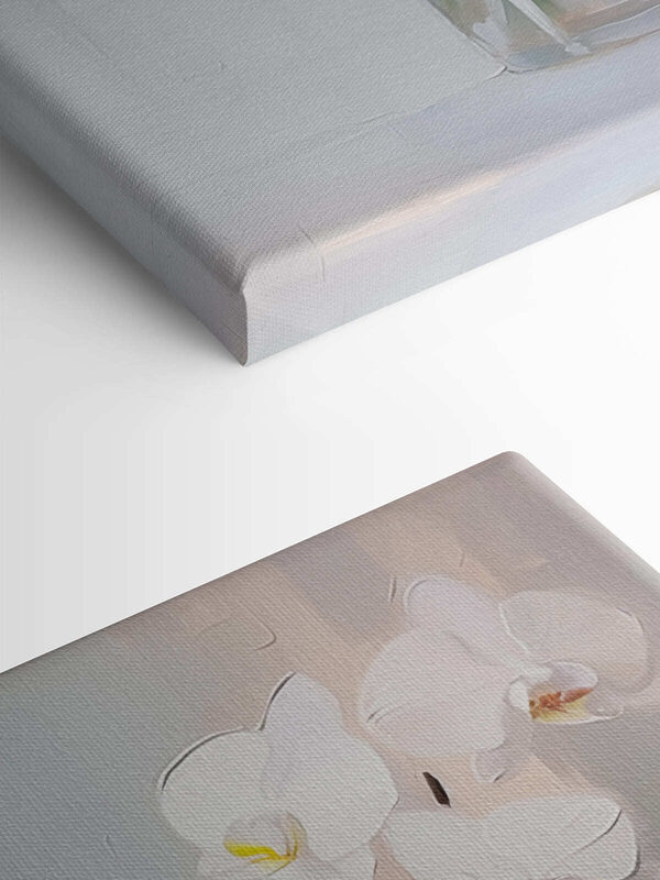 Peinture d'une orchidée blanche dans un vase en verre Peinture d'une orchidée blanche dans un vase en verre