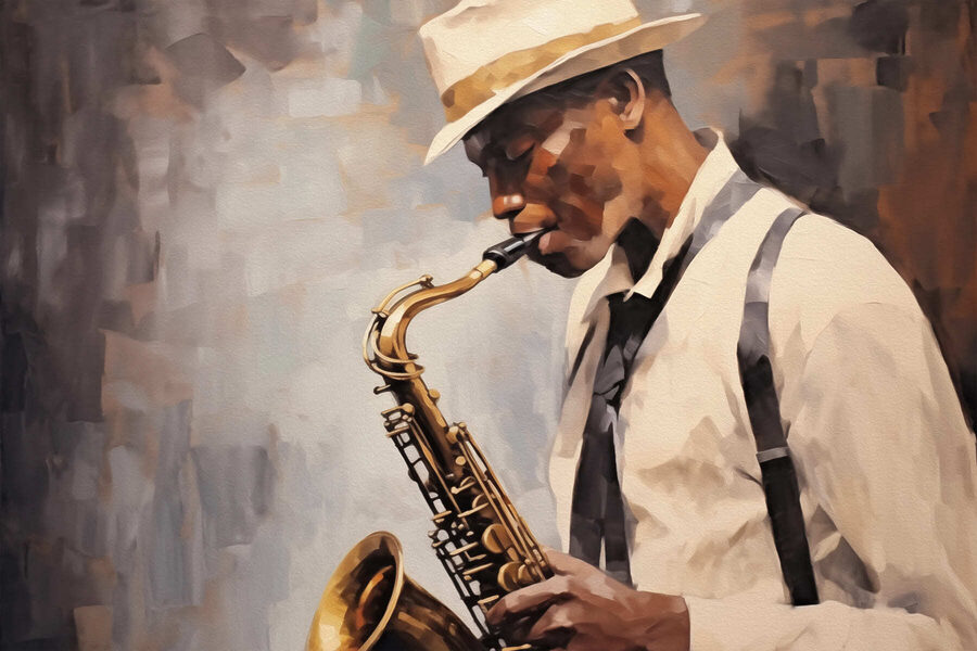 Homme jouant du saxophone