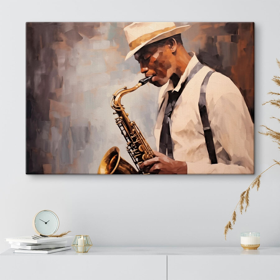 Homme jouant du saxophone