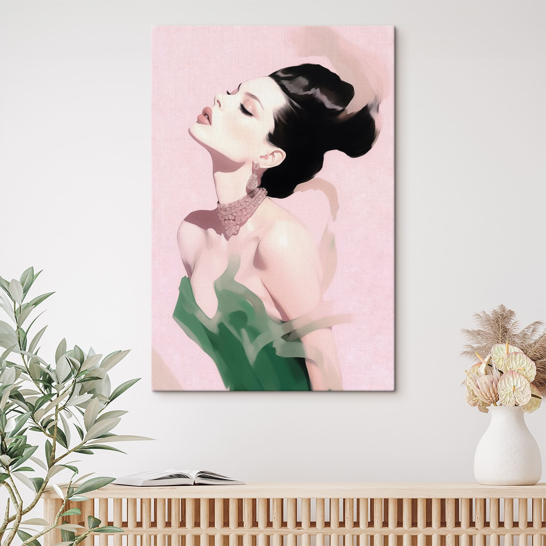 Woman with a high hair updo