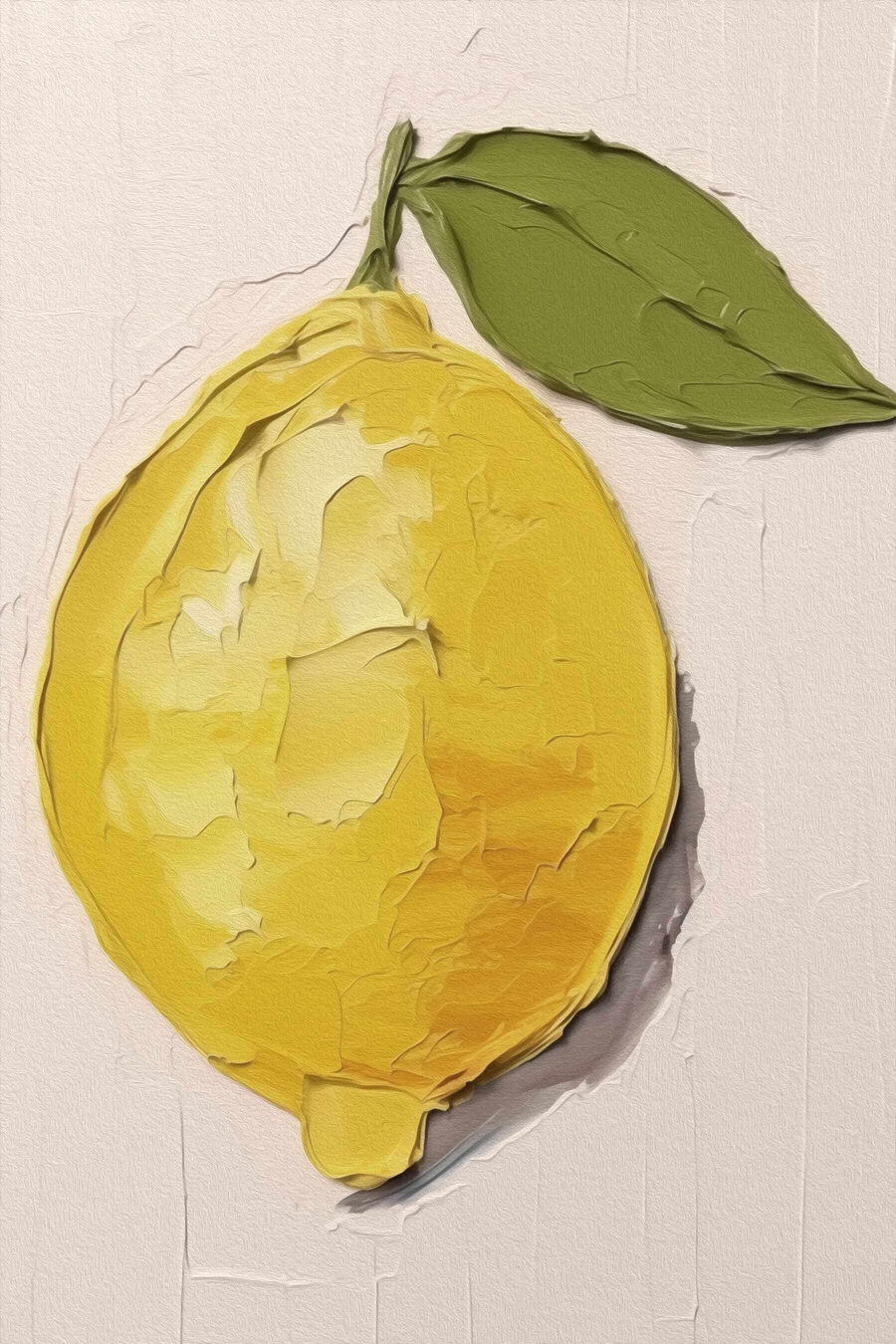 Citron avec des feuilles peintes dessus Citron avec des feuilles peintes dessus