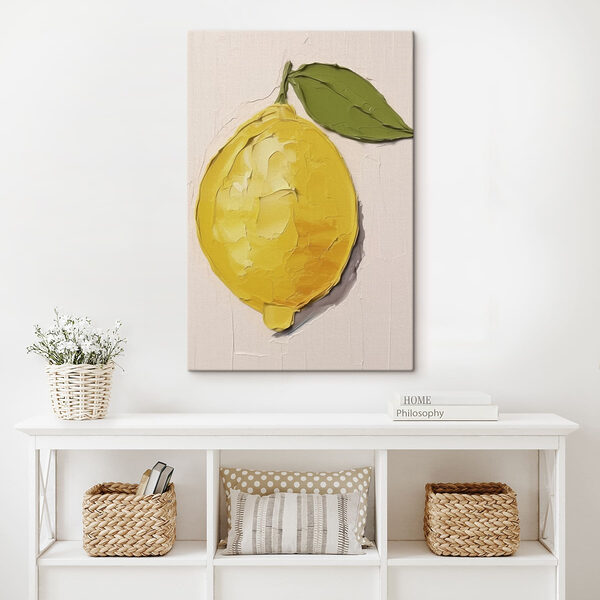 Citron avec des feuilles peintes dessus Citron avec des feuilles peintes dessus