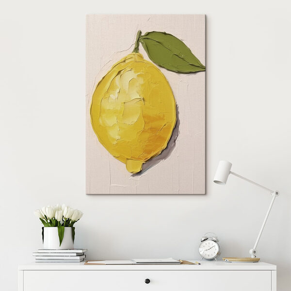 Citron avec des feuilles peintes dessus Citron avec des feuilles peintes dessus