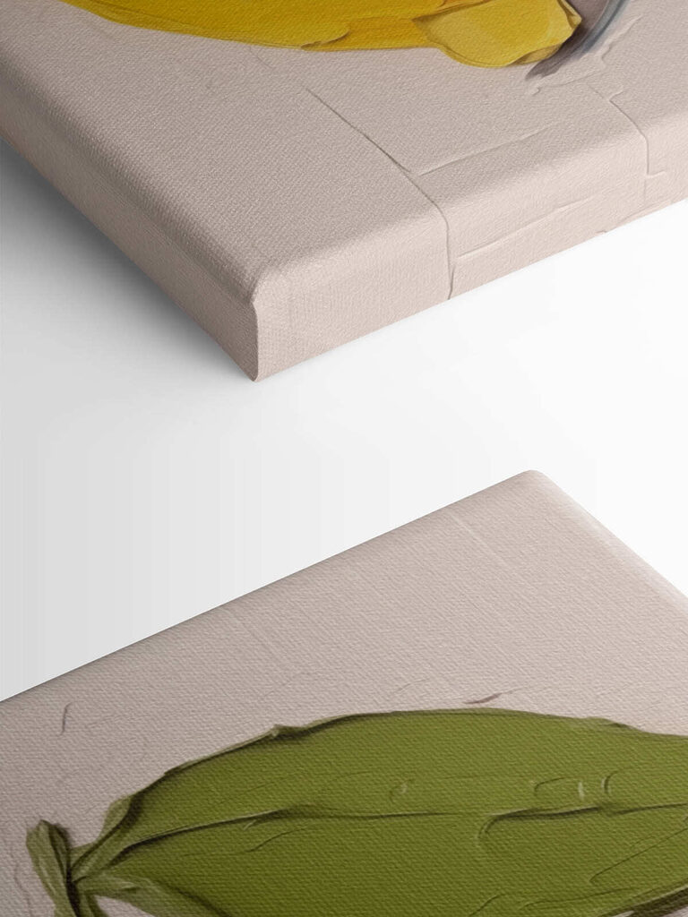 Lemon with leaves painted on it Lemon with leaves painted on it