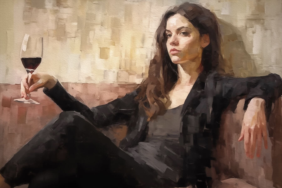 Femme assise sur un canapé