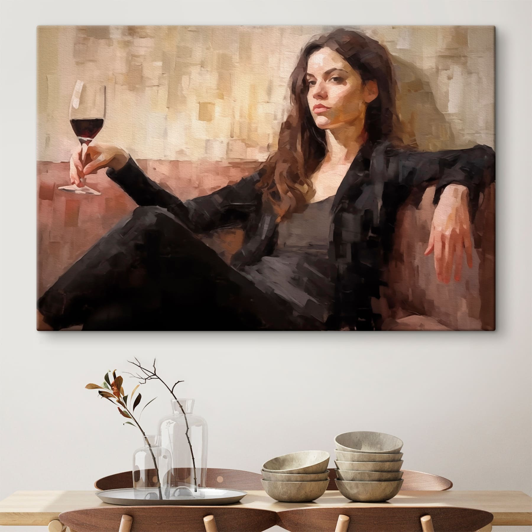 Woman sitting on a couch Woman sitting on a couch