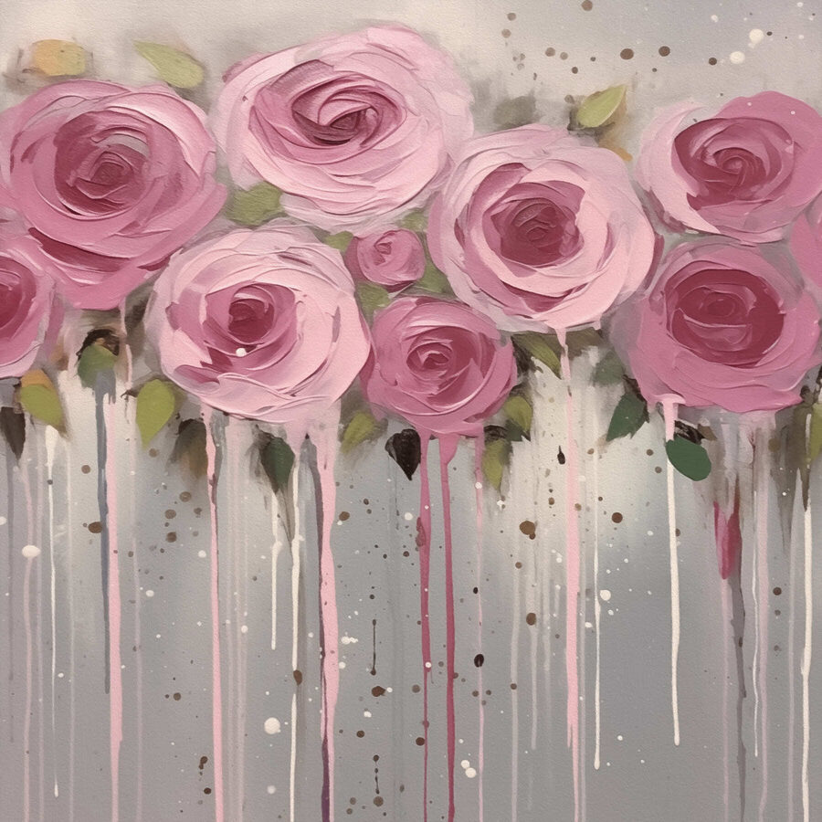 Peinture de fleurs roses
