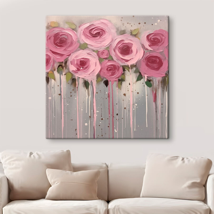 Peinture de fleurs roses