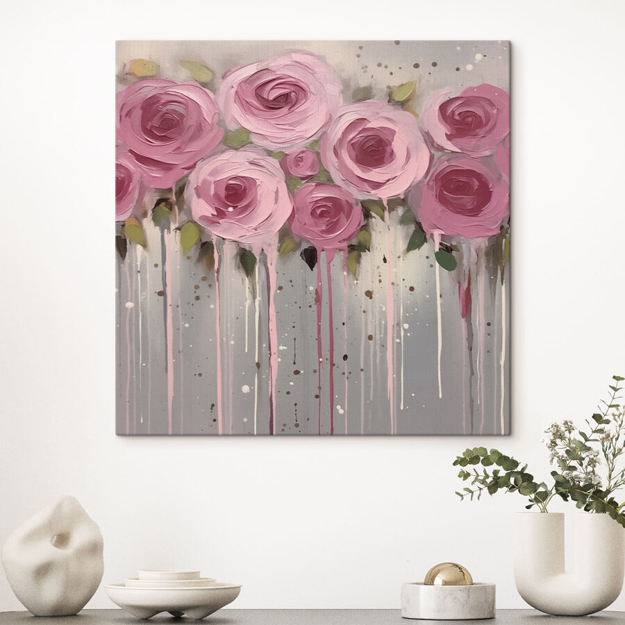 Peinture de fleurs roses