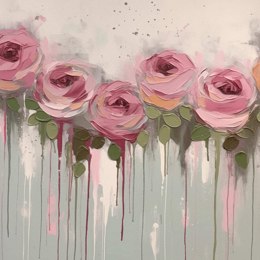 Peinture de roses roses