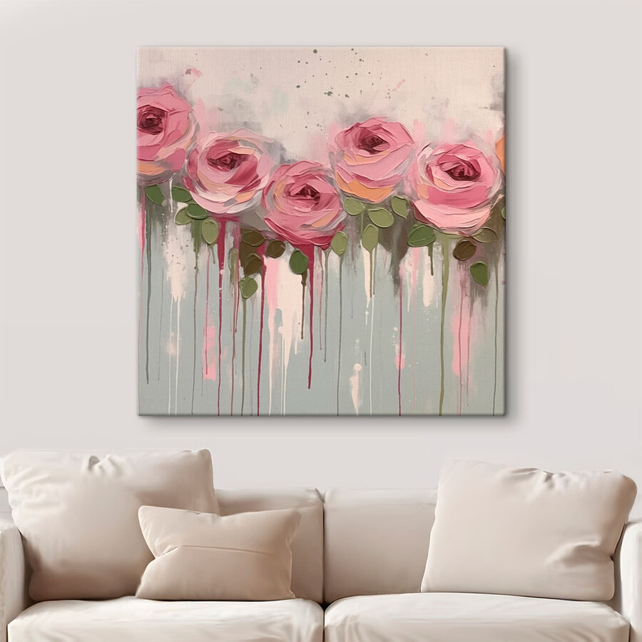 Peinture de roses roses