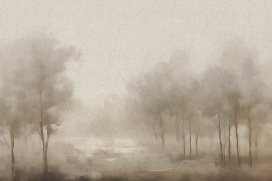 Paysage brumeux avec des arbres