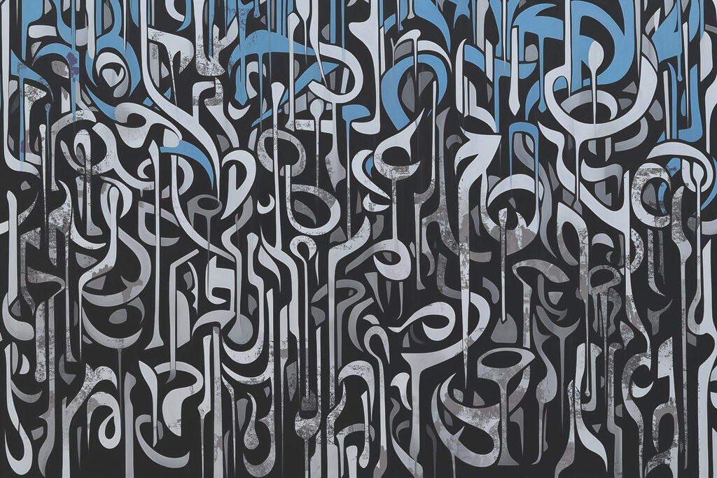 Art en noir et blanc avec des lignes bleues et blanches Art en noir et blanc avec des lignes bleues et blanches