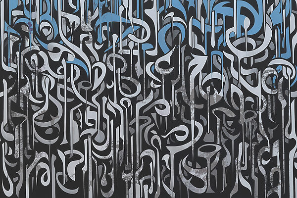 Art en noir et blanc avec des lignes bleues et blanches Art en noir et blanc avec des lignes bleues et blanches
