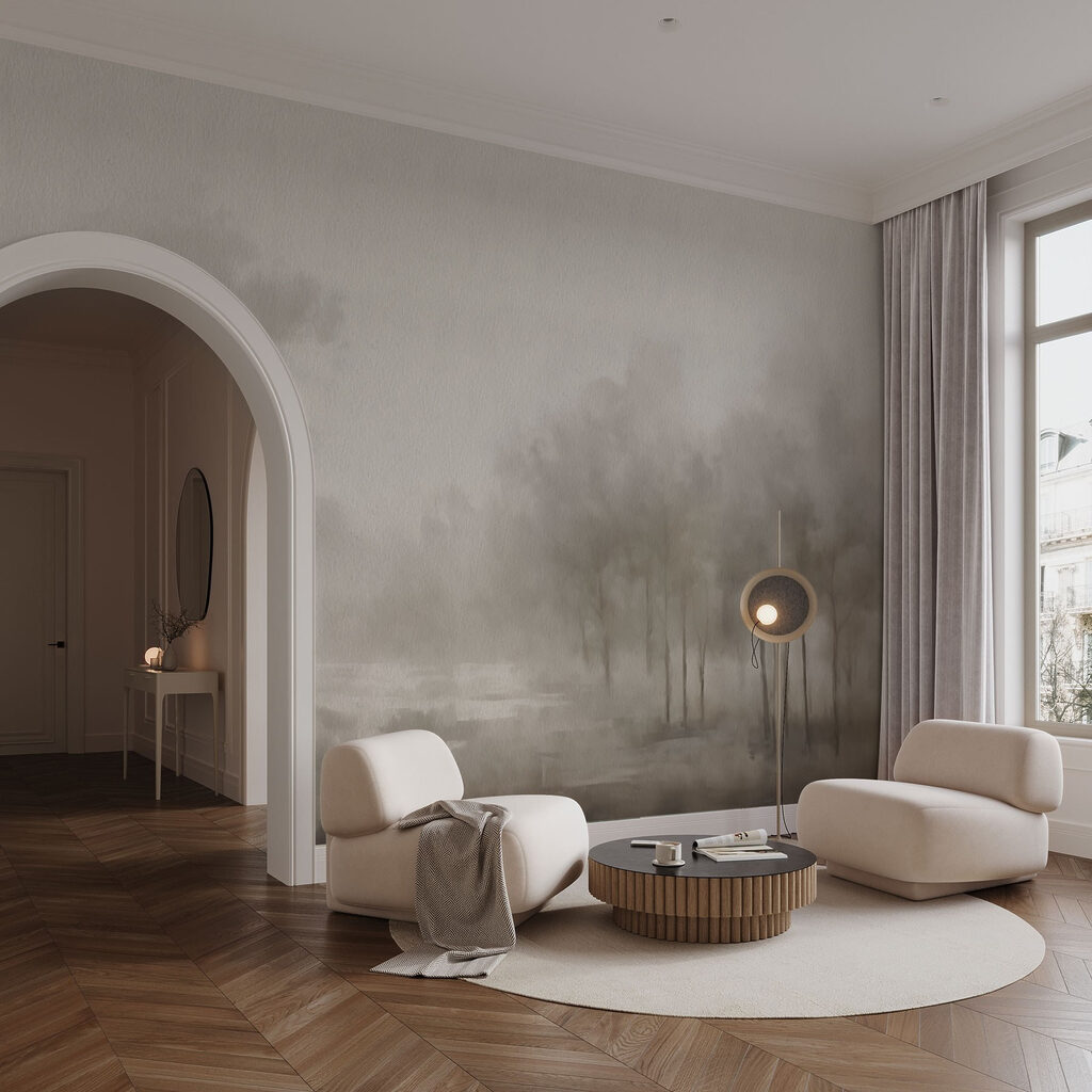 Foggy landscape with trees Foggy landscape with trees