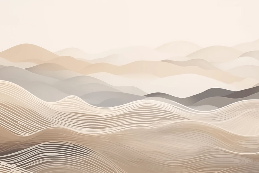 Paysage de collines avec des vagues blanches et brunes