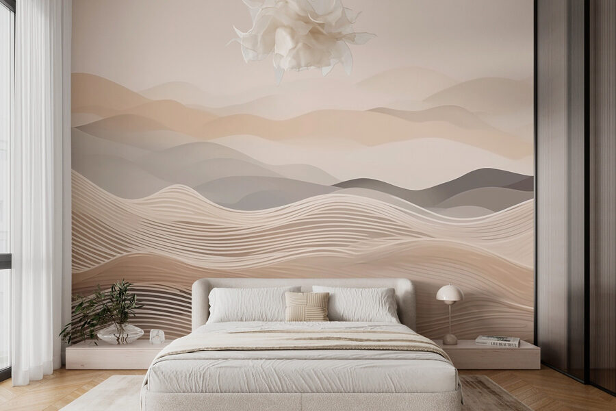 Paysage de collines avec des vagues blanches et brunes
