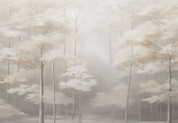 Forêt brumeuse avec des arbres Forêt brumeuse avec des arbres