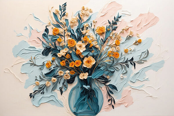 Painting of flowers in a vase Painting of flowers in a vase