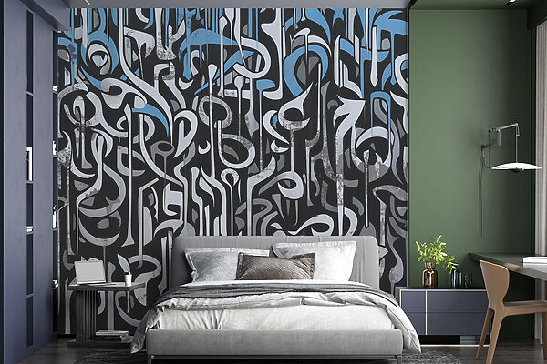 Art en noir et blanc avec des lignes bleues et blanches Art en noir et blanc avec des lignes bleues et blanches