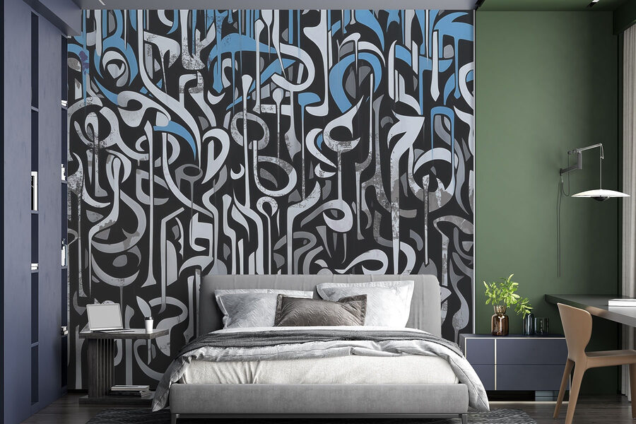 Art en noir et blanc avec des lignes bleues et blanches Art en noir et blanc avec des lignes bleues et blanches