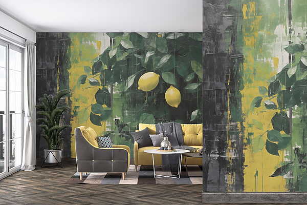 Peinture de citrons sur un arbre Peinture de citrons sur un arbre