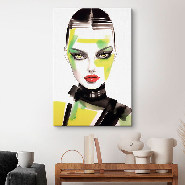 Femme maquillée en vert et jaune Femme maquillée en vert et jaune
