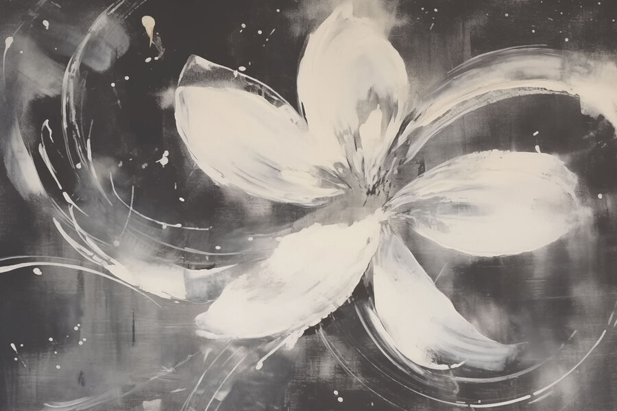 Fleur blanche sur fond noir