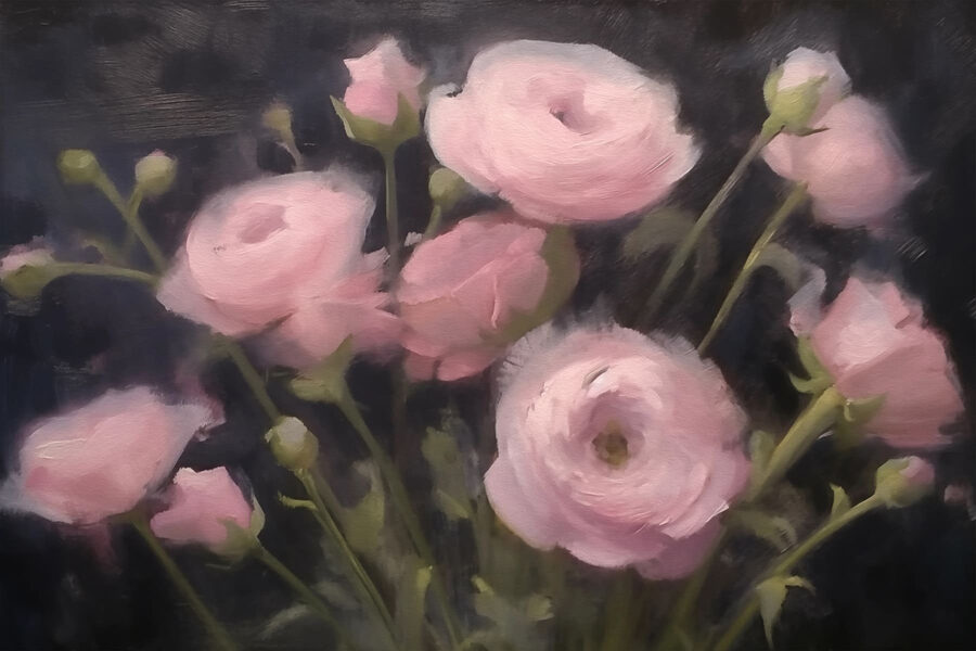 Peinture de fleurs roses