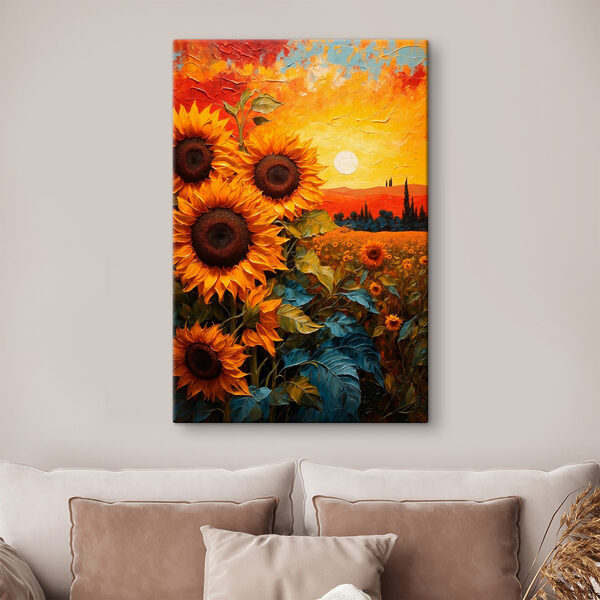 Peinture de tournesols dans un champ Peinture de tournesols dans un champ