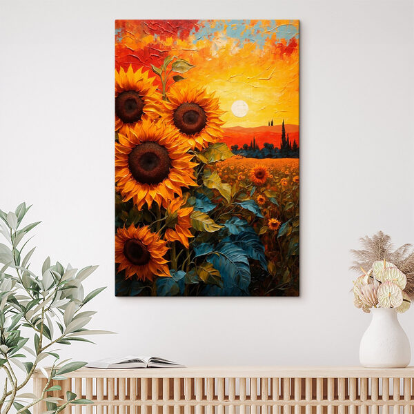 Peinture de tournesols dans un champ Peinture de tournesols dans un champ