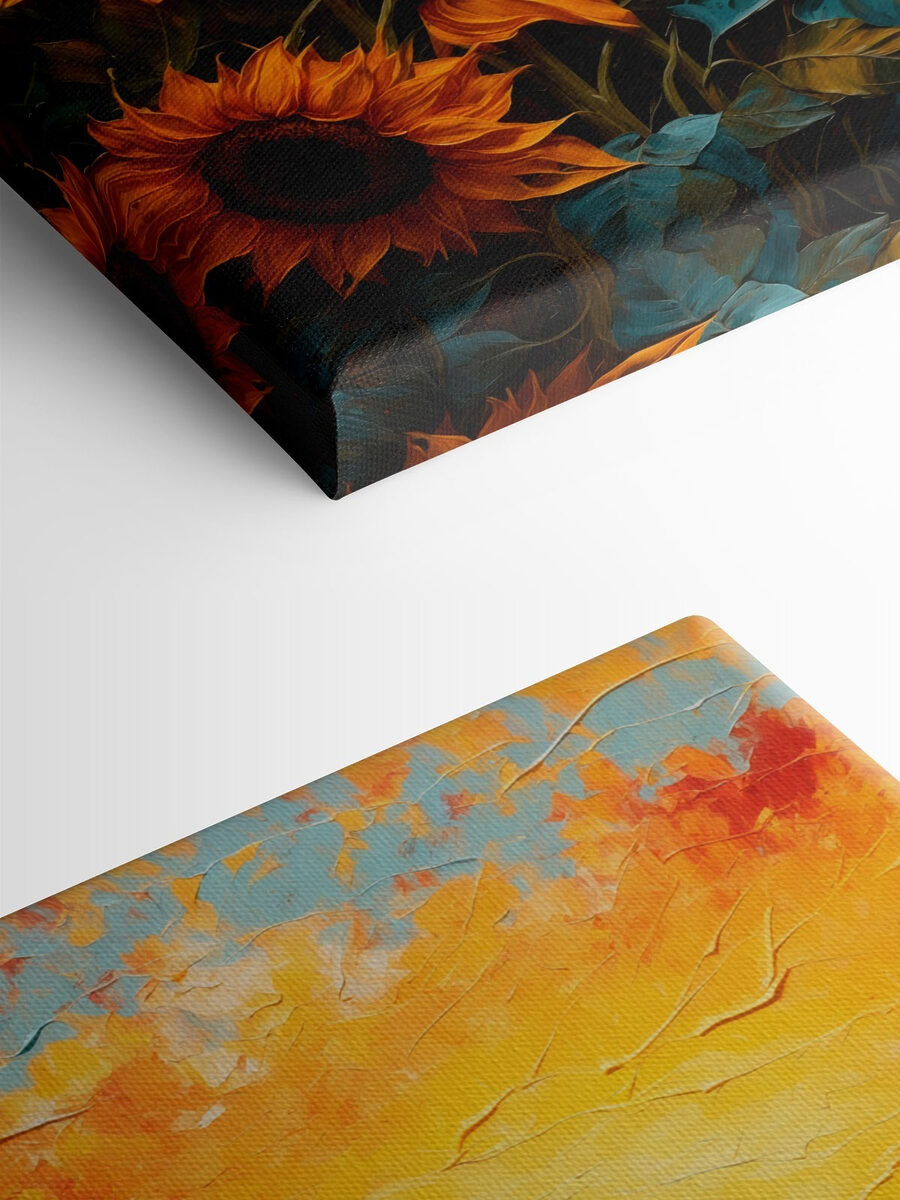 Peinture de tournesols dans un champ