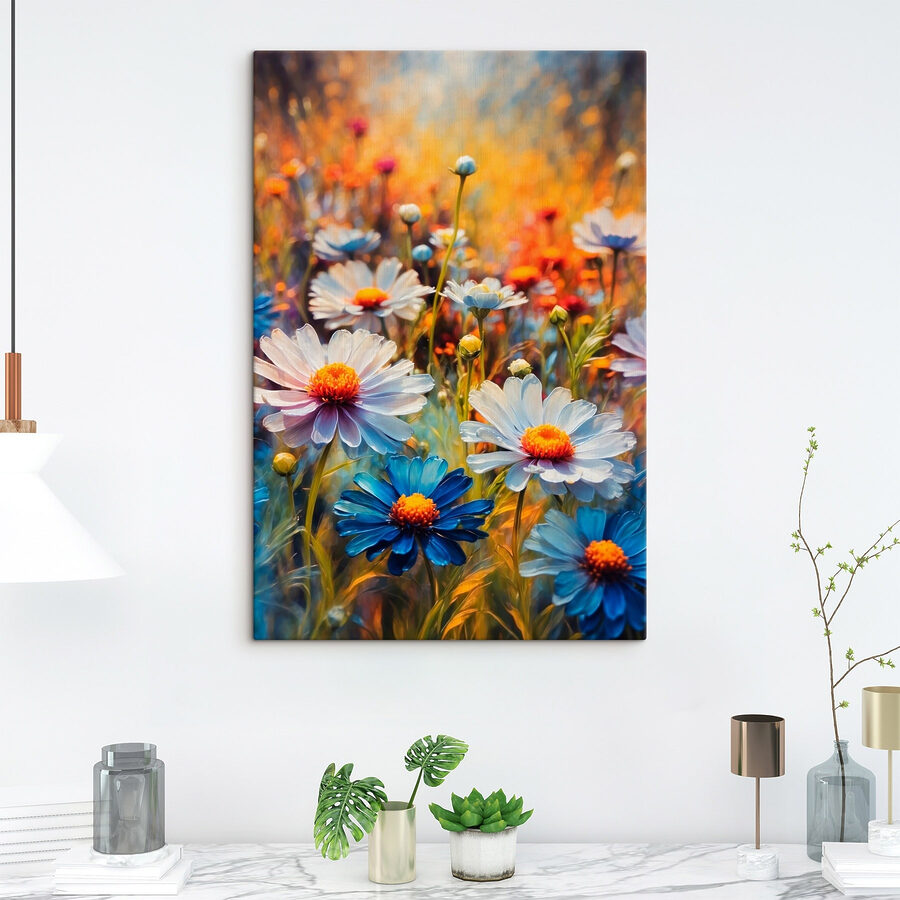 Des fleurs éclatantes dans un champ coloré