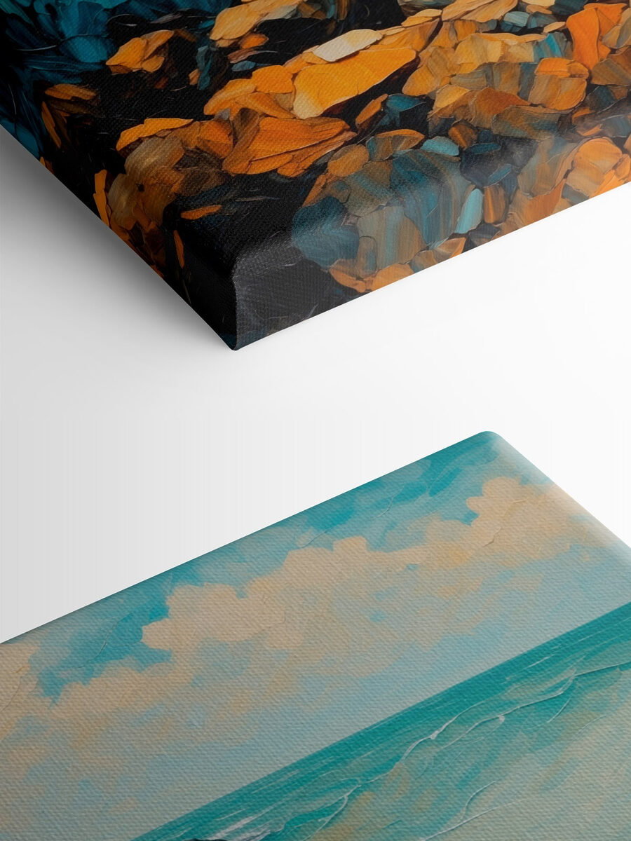 Tableaux Peinture de vagues s'écrasant sur des rochers – Image 4