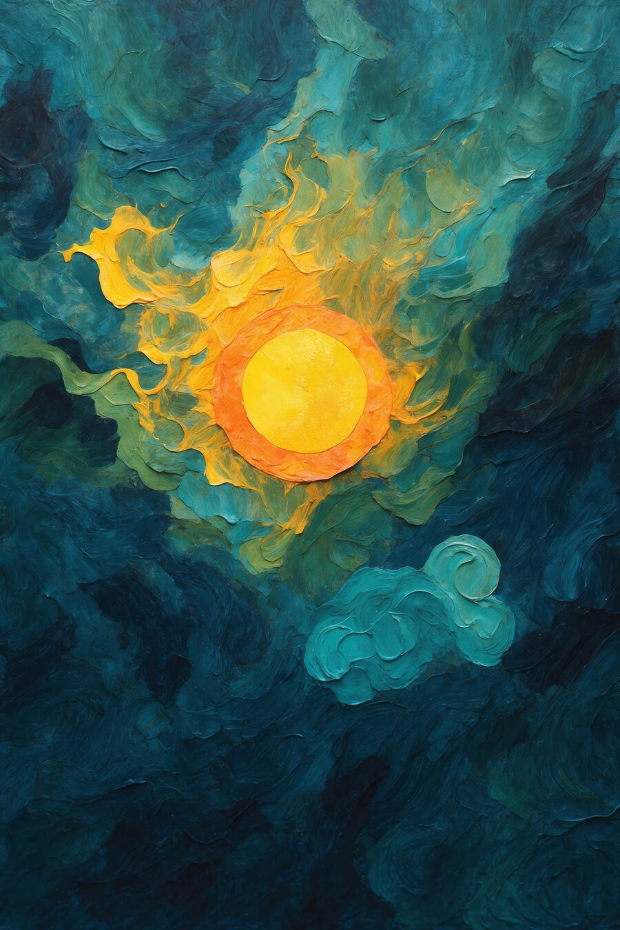 Peinture d'un soleil et de nuages Peinture d'un soleil et de nuages