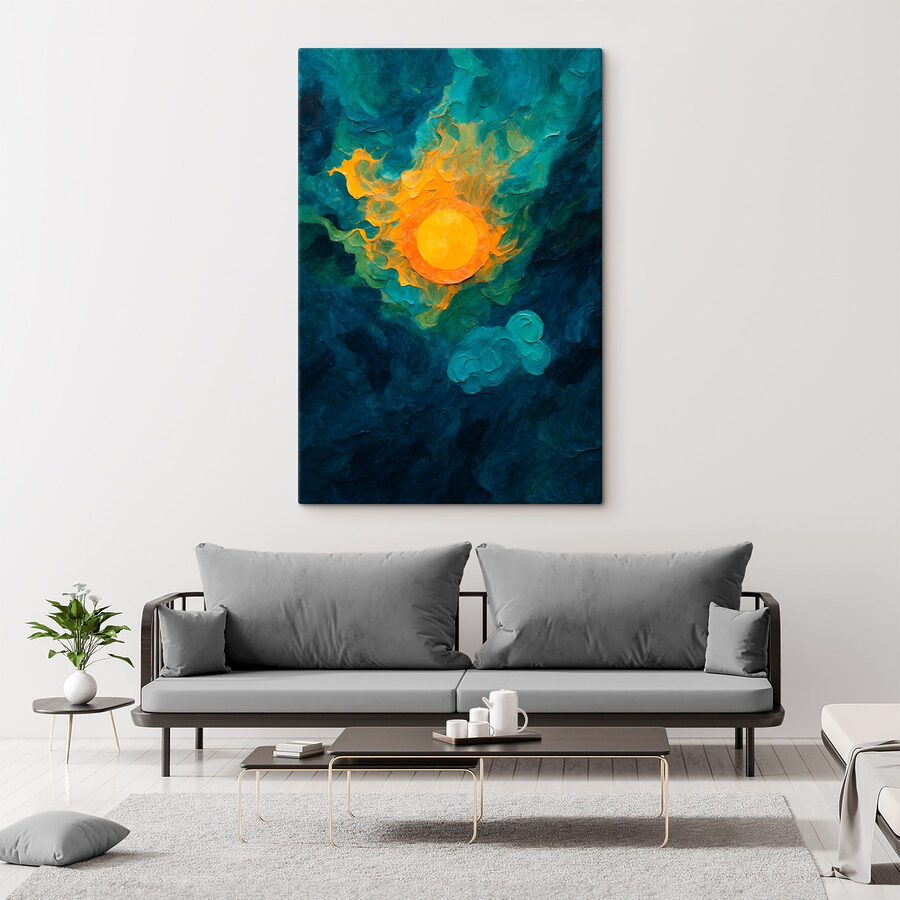 Peinture d'un soleil et de nuages Peinture d'un soleil et de nuages