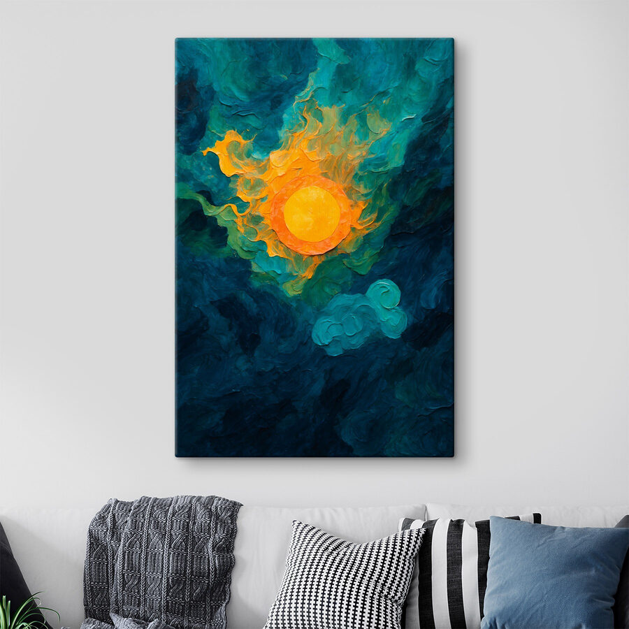 Peinture d'un soleil et de nuages Peinture d'un soleil et de nuages