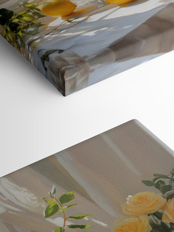 Fleurs jaunes dans des vases avec des citrons Fleurs jaunes dans des vases avec des citrons