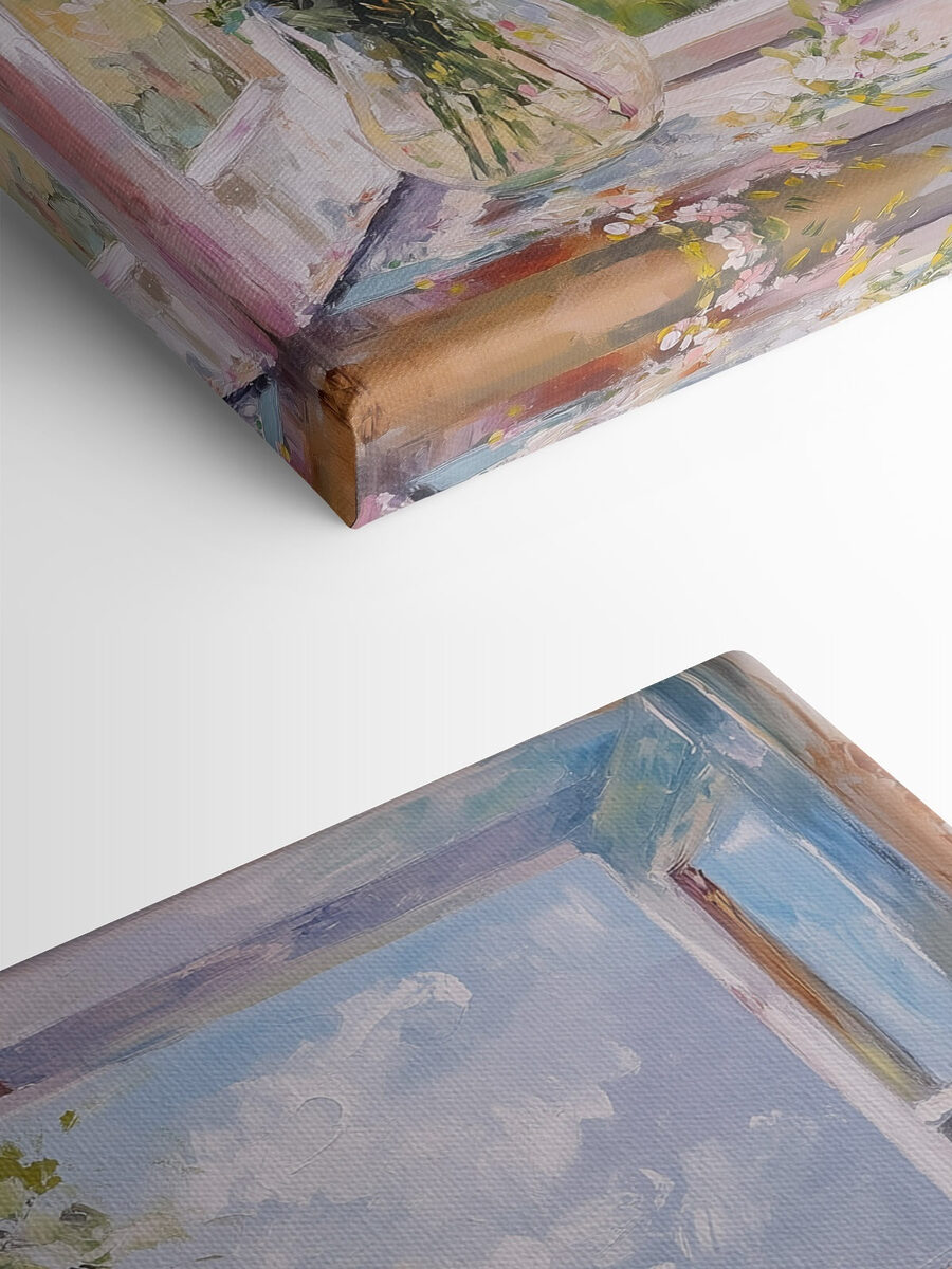 Peinture d'une fenêtre avec des fleurs Peinture d'une fenêtre avec des fleurs
