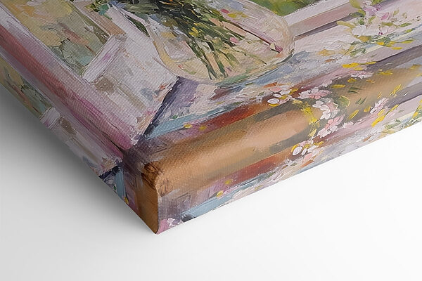 Peinture d'une fenêtre avec des fleurs Peinture d'une fenêtre avec des fleurs