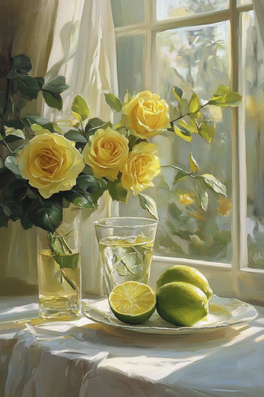 Tableaux Roses jaunes et citrons sur une assiette – Image 7