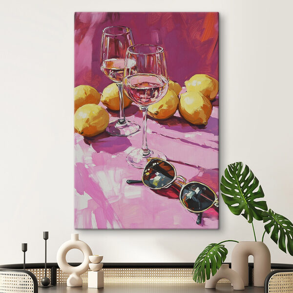 Peinture de verres à vin et de citrons Peinture de verres à vin et de citrons
