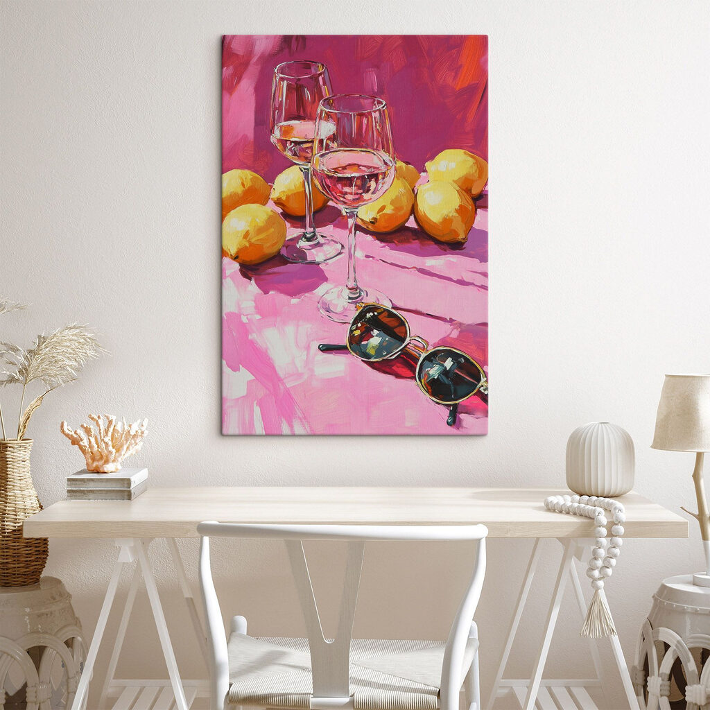 Painting of wine glasses and lemons Painting of wine glasses and lemons