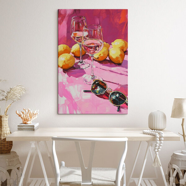 Peinture de verres à vin et de citrons Peinture de verres à vin et de citrons